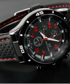 Мъжки спортен часовник с черно-червен циферблат