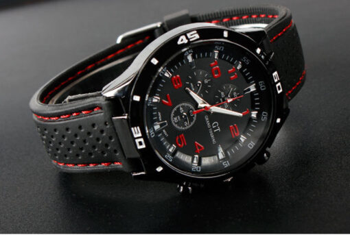 Мъжки спортен часовник с черно-червен циферблат