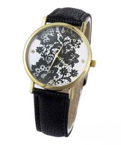 Стилен дамски часовник в черно с бял акцент Код 209 - Модел 2 - Черен