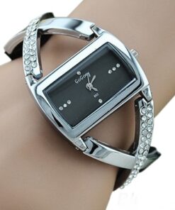 Стилен дамски часовник с камъчета Код 220 - Модел 2 - Черен