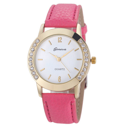 Розов дамски часовник с камъчета Код 217 - Модел 3 - Розов