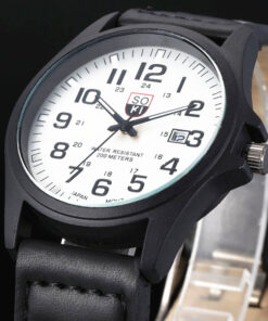 Стандартен размер мъжки часовник с бял циферблат