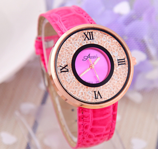 Дамски часовник с кристали Код 202 - Модел 1 - Розов