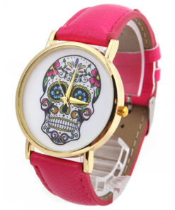 Розов дамски часовник с череп Код 206 - Модел 3 - Розов