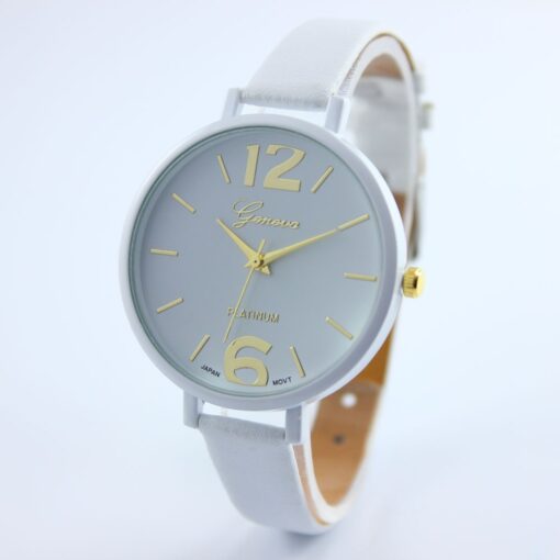 Стилен бял дамски часовник с бяла тънка каишка Код: 232-2-Бял