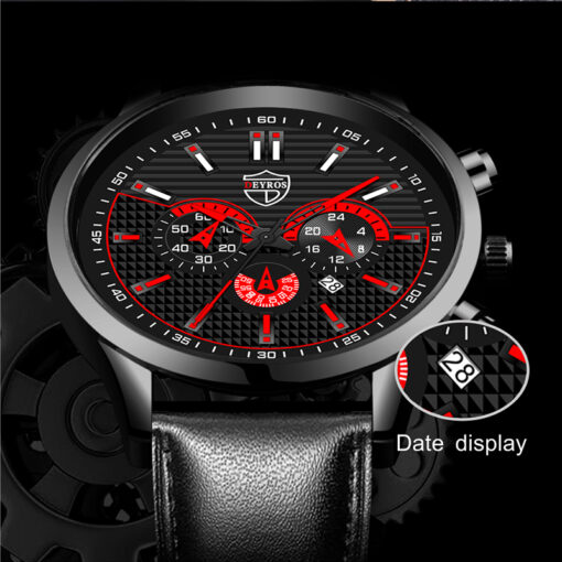 Мъжки часовник с гривна и червени детайли